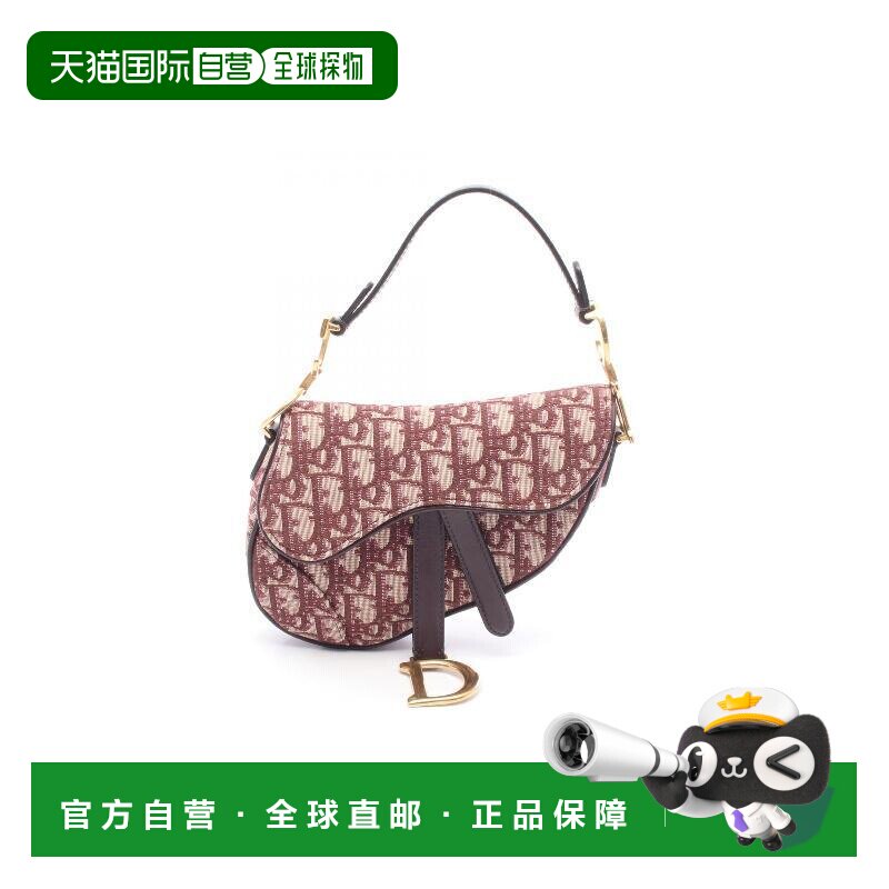 日本直邮中古Dior迪奥女包A级95新saddle bag马鞍包帆布手提包红