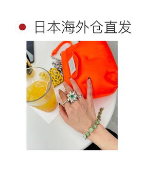 1h可退 日本直邮ssssattimouse 男女同款 花型宝石戒指 绿色点缀