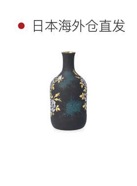 日本直邮九谷烧礼品包装3号花瓶白玫瑰图案蓝纹中田金玉出品桐木
