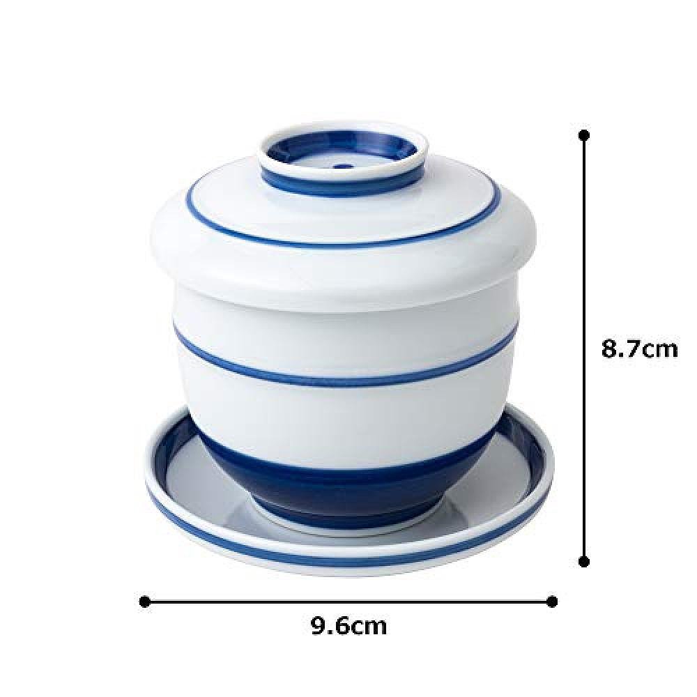 【日本直邮】Saikaitoki西海陶器梦路带托盘盖碗225ml蓝×白 - 图2