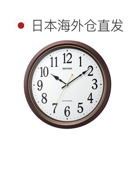 日本直邮RHYTHM 丽声 Fit Wave 电波挂钟 8MY565SR06 茶金属色/白