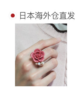 1h可退 日本直邮axes femme 女士 玫瑰巧克力主题珍珠石饰开口戒