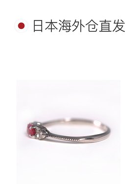 日本直邮（r239578）女士铂金红宝石钻石戒指 0.2ct0.04ct 方形款