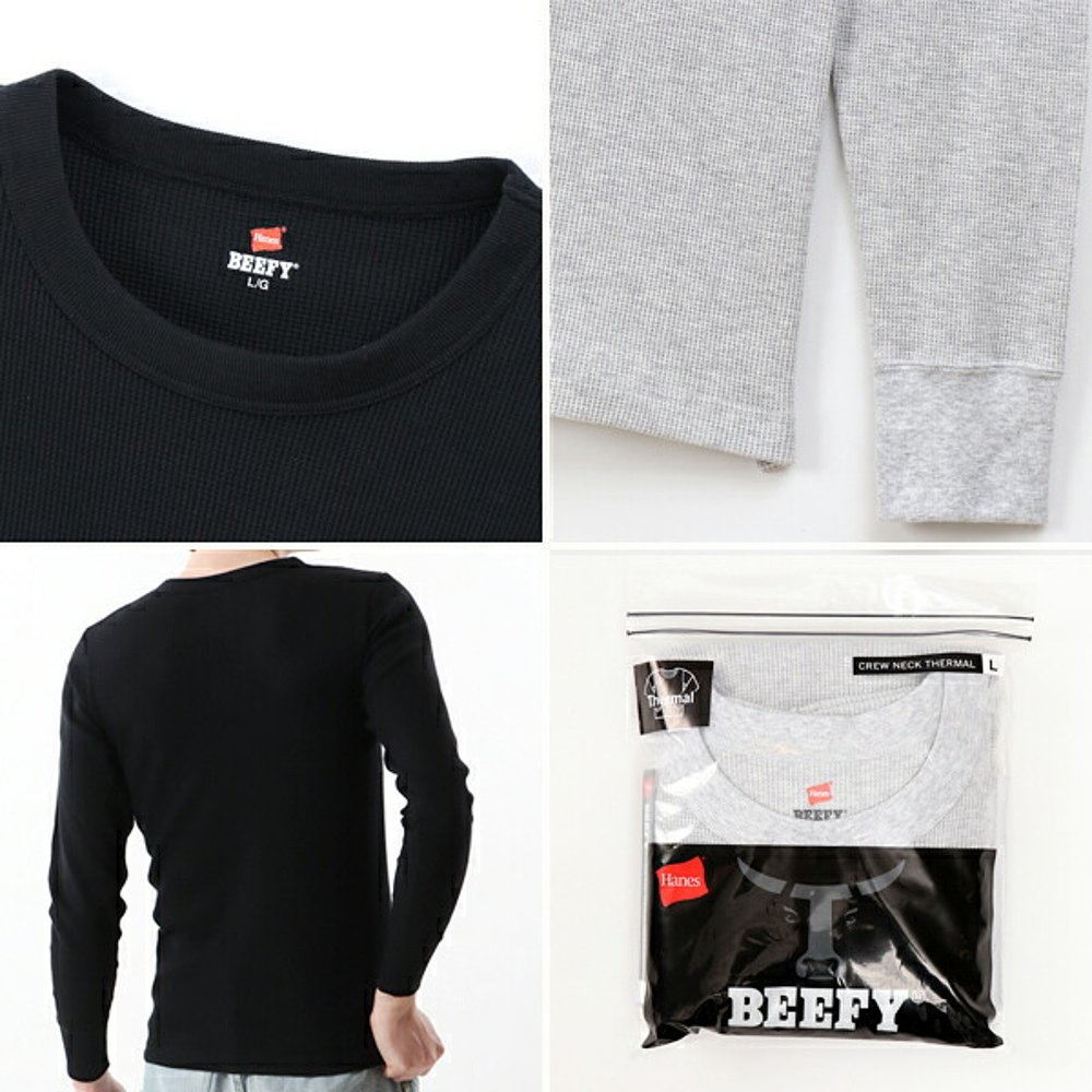 自营｜Hanes BEEFY-T CREW NECK THERMAL hm4-q103 氨纶长 TEE - 图2