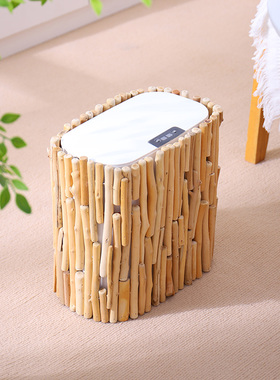 智能感应垃圾桶简约家用木质带盖