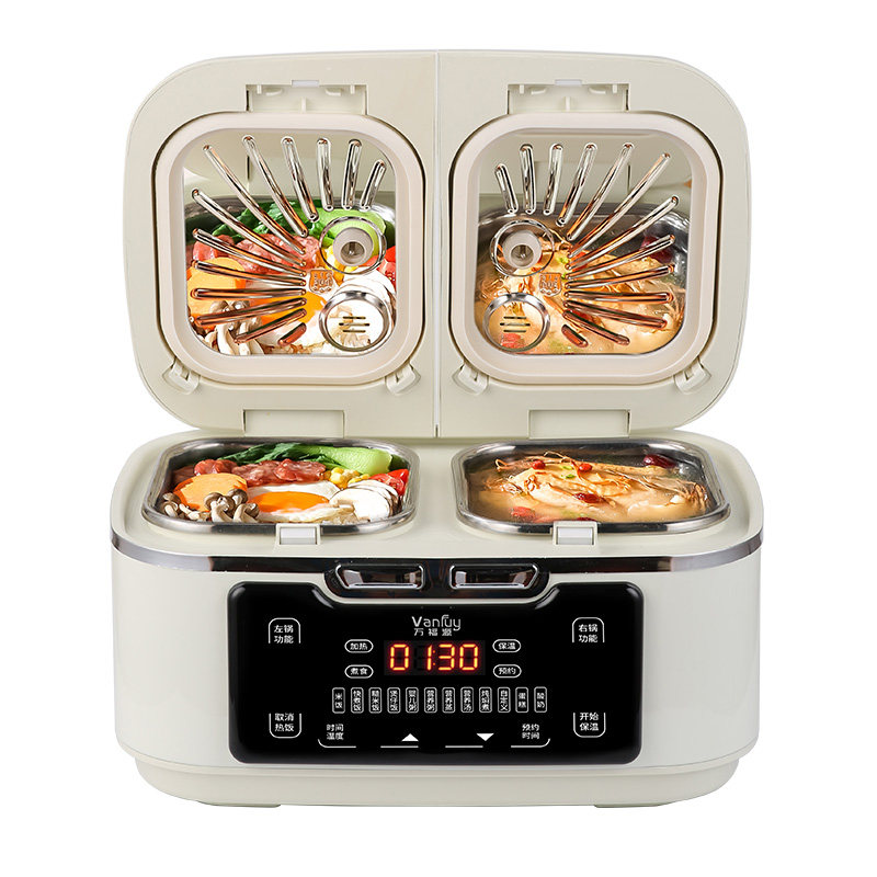 万福源0涂层双胆电饭煲多功能家用6L智能新款微压双拼一体电饭锅,淘宝优惠券,粉丝福利购,淘宝优惠卷