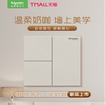 New Products Schneider Official Flagship Store Officer Netlandscape Fashion Milk Café Home Concealed 5-hole switch socket panel