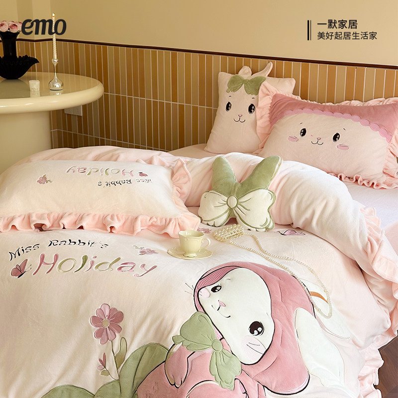 一默ins复古小清新碎花三四件套少女床裙床单被套宿舍单双人床上