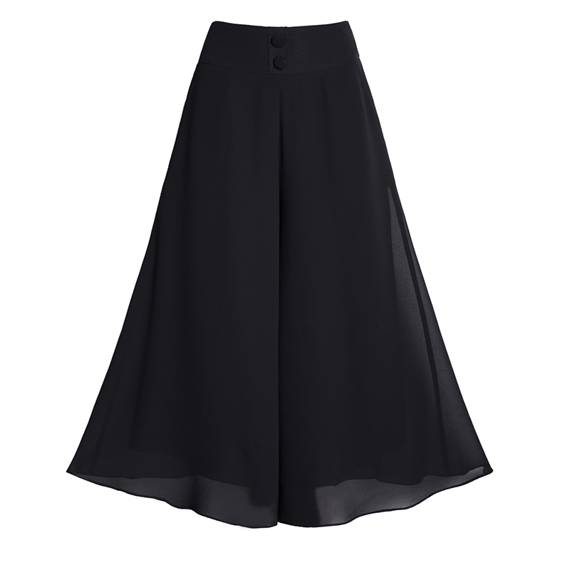 向婉旗舰店新款垂感飘逸雪纺七分阔腿裤女夏薄款高腰休闲裤五分时尚裤裙3