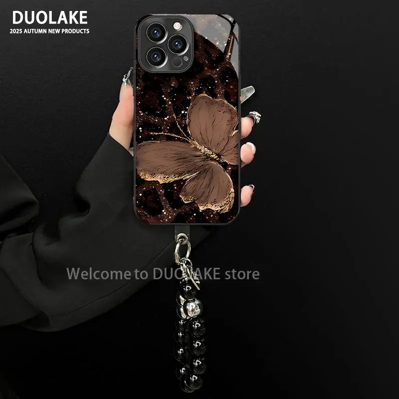 电镀玻璃豹纹蝴蝶适用苹果17PROMAX手机壳iPhone16/15秋冬新款华为MATE60PRO高级PURA80甜酷RENO14防摔X300女,淘宝优惠券,粉丝福利购,淘宝优惠卷