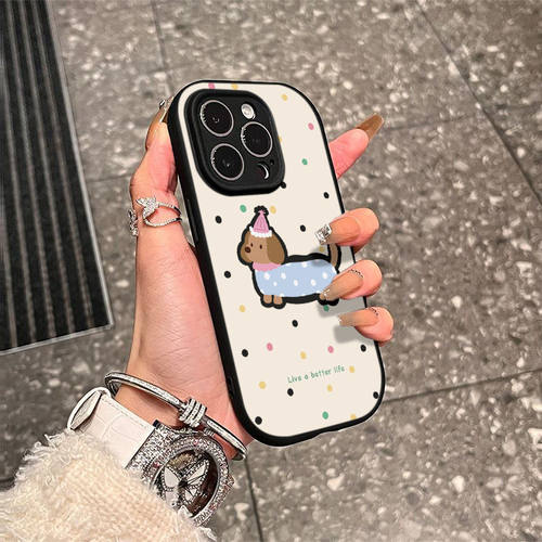 波点腊肠狗适用OPPORENO12手机壳A97/A93S/A58新款K11/K10卡通RENO11/0/9/8/7SE情侣FINDX8/X7超火A3/A2X个性 - 图1