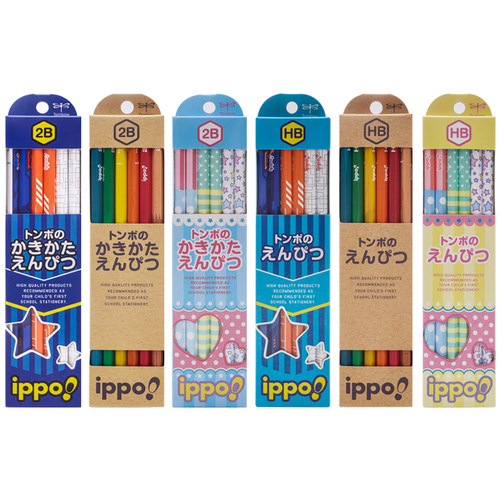 12支盒装包邮日本tombow蜻蜓IPPO小学生用铅笔六角杆木头进口铅笔HB/2B木杆绘图素描2比铅笔考试专用卡通图案 - 图0