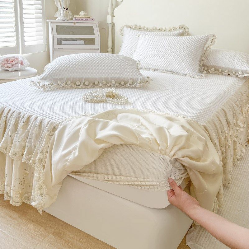 2025新款冰丝席三件套A类母婴凉豆豆床笠式床裙空W调软席可机水洗,淘宝优惠券,粉丝福利购,淘宝优惠卷