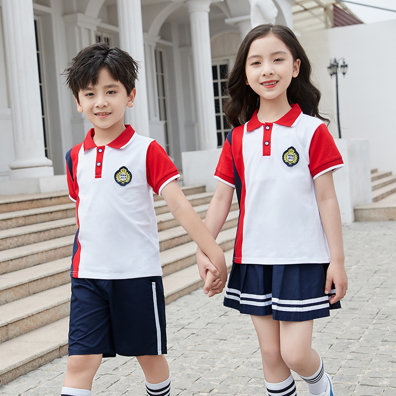 校服套装小学生夏季儿童纯棉短袖班服幼儿园园服夏装学院风演出服 - 图2