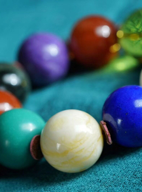 南红铜发晶药师籽料散珠多宝手链