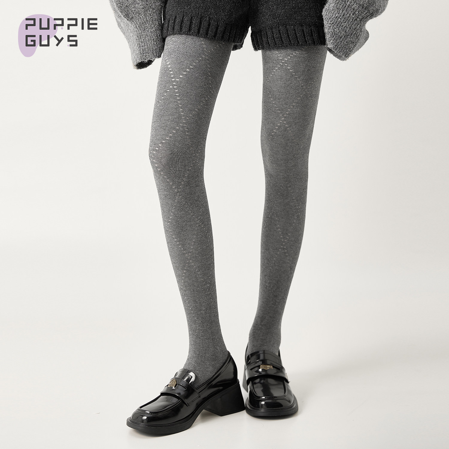 purpleguys深灰色连裤袜女秋冬镂空菱格保暖美腿显瘦防勾丝打底袜,淘宝优惠券,粉丝福利购,淘宝优惠卷