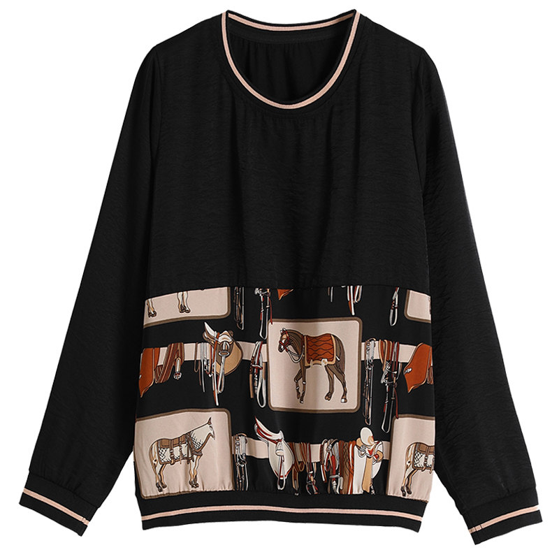 雪纺2020年秋装新款大码宽松t恤 贝玲萝蕾丝衫/雪纺衫