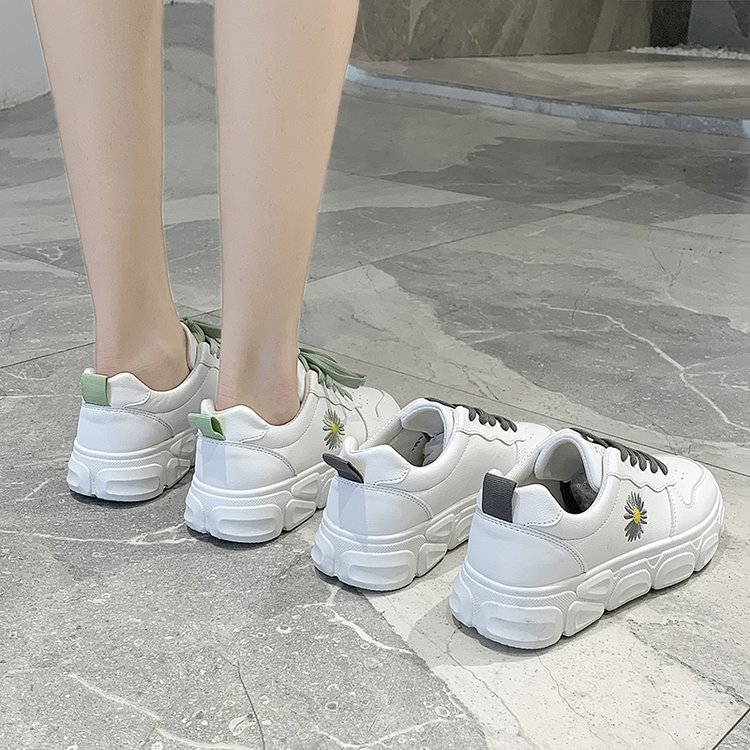 莱井旗舰店莱井小白鞋女20夏新款韩版时尚休闲学院风松糕厚底系带板鞋女单鞋1