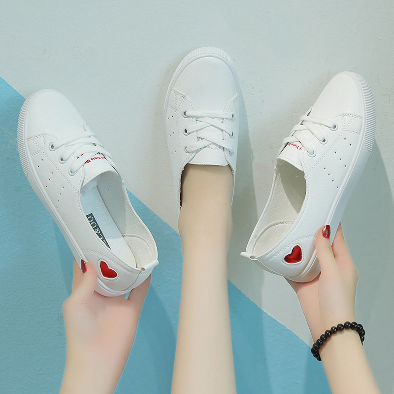 莱井旗舰店YL小白鞋女春夏新款时尚韩版松糕厚底圆头系带休闲板鞋女单鞋1
