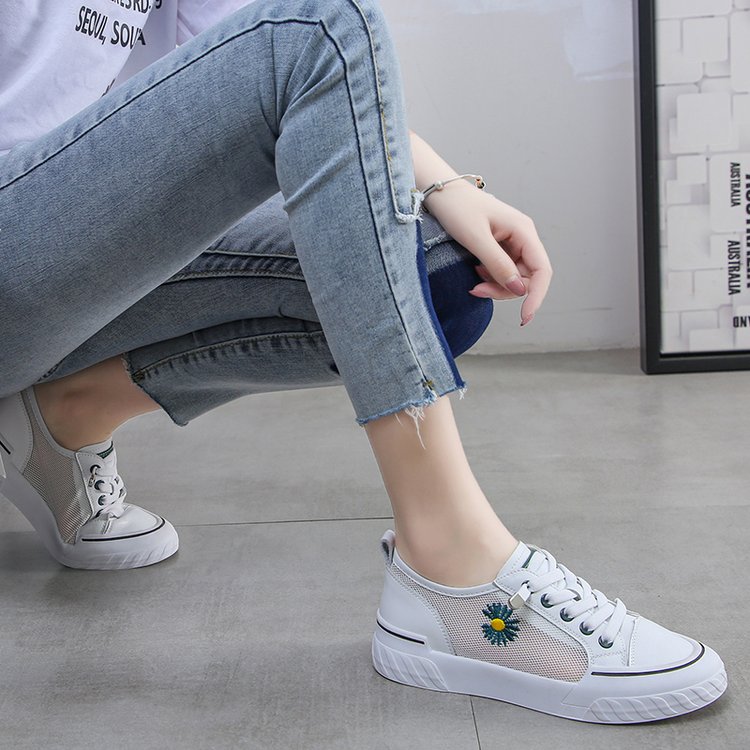 莱井旗舰店小白鞋女20夏季新款韩版松糕厚底休闲系带ins老爹网面透气女单鞋3