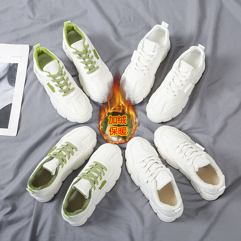 莱井旗舰店DD休闲鞋女秋冬新款时尚韩版松糕厚底圆头系带时尚小白女单鞋3