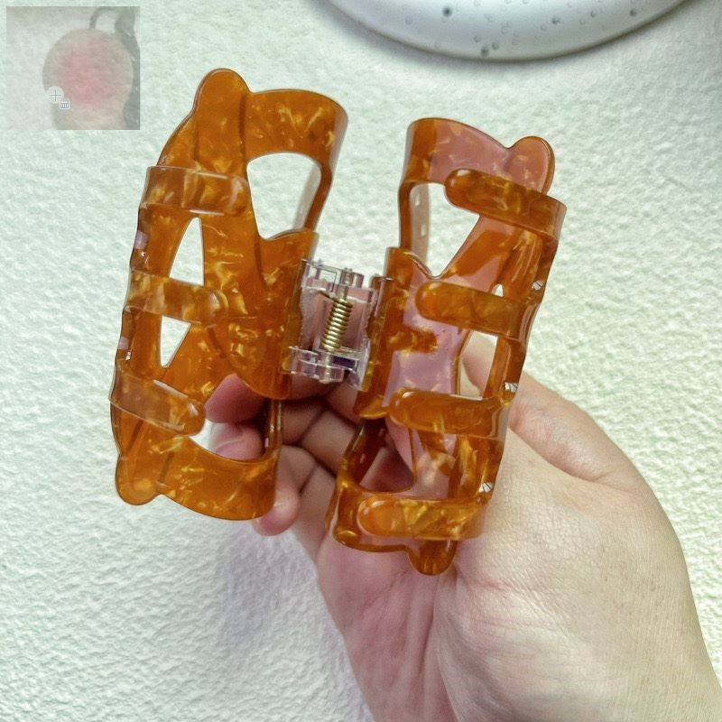 周雨彤同款抓夹复古可颂醋酸发夹高级感蝴蝶圈水包结鲨鱼夹女发饰