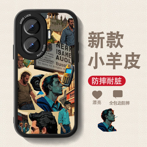 美式拼接适用红米turbo4手机壳新款redmiTurbo3小羊皮note14pro+潮牌note13防摔nota十复古小众男女套 - 图1