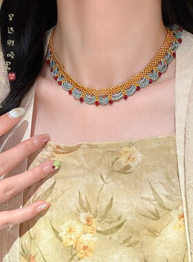 唐宋美学！新中式国风复古choker颈链项链女款2026新款蕾丝锁骨链