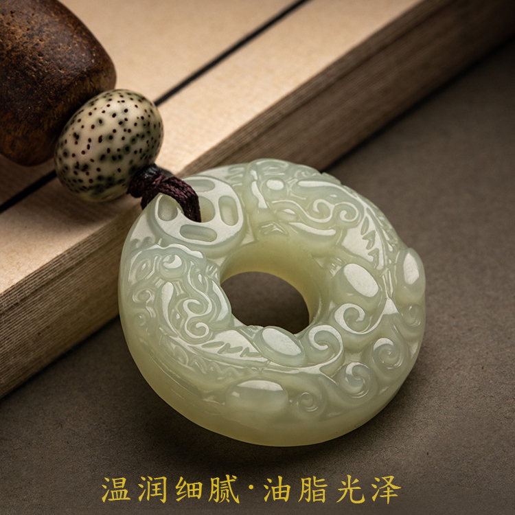 和田玉奔驰宝马奥迪车钥匙扣貔貅平安扣挂件汽车钥匙链玉石挂件女 - 图1