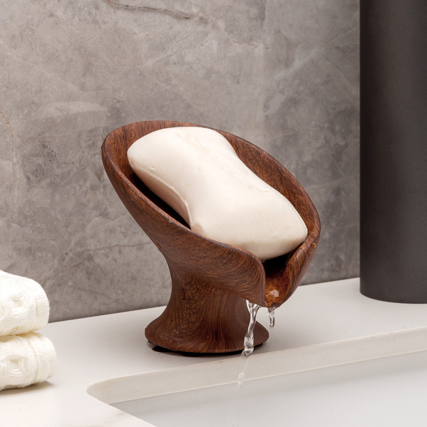 复古胡桃木纹荷叶皂碟卫生间创意简约肥皂盒沥水香皂盒皂托置物架,淘宝优惠券,粉丝福利购,淘宝优惠卷