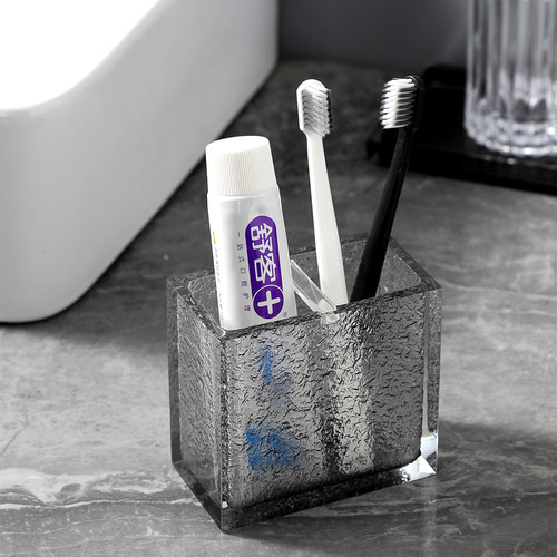 家用漱口杯牙杯轻奢酒店卫浴五件套洗漱台浴室托盘牙刷杯洗漱杯 - 图1