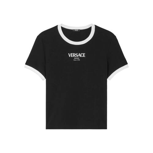 1h可退 香港直邮versace 范思哲 女士 弹力圆领T恤 10226561A1668 - 图3
