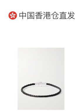1h可退 香港直邮Bottega Veneta 葆蝶家 男士 纯银编织皮革手链 8