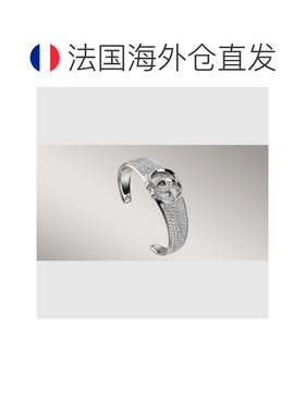 自营欧洲直邮GUCCI古驰 GG Marmont女士银色黄铜水晶手镯配饰
