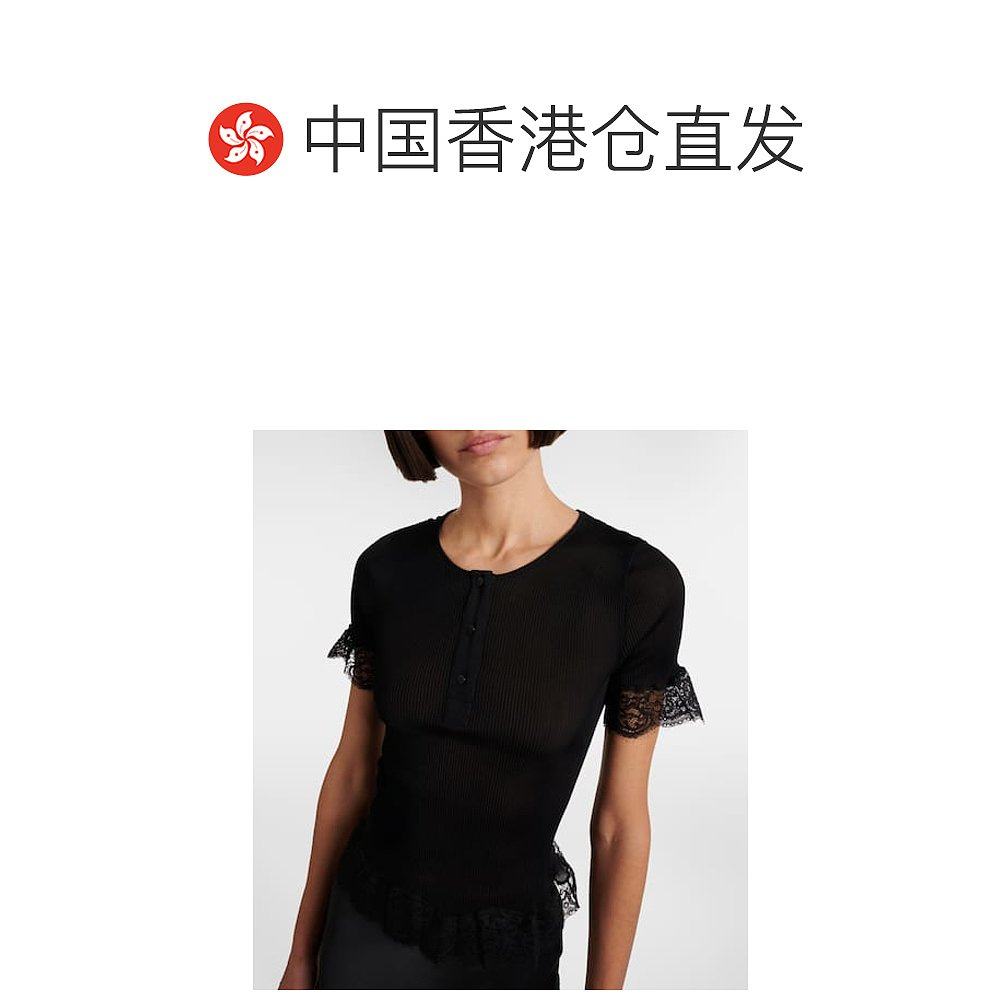 1h可退 香港直邮Saint Laurent 圣罗兰 女士 蕾丝边真丝针织布上,淘宝优惠券,粉丝福利购,淘宝优惠卷