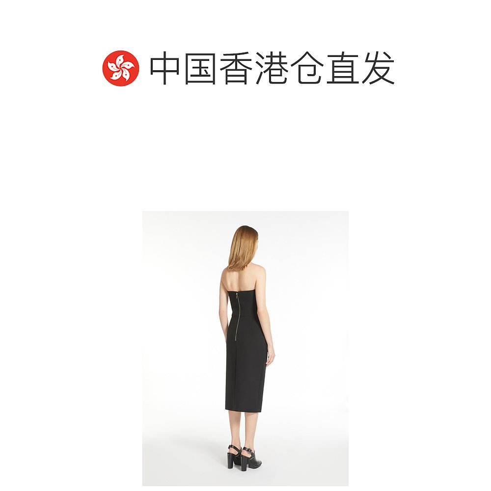【99新未使用】香港直邮Max Mara 黑色绉纱连衣裙 1221053106 - 图1