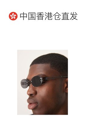 1h可退 香港直邮ASOS 男士 festival 设计椭圆形无框烟灰色镜片金