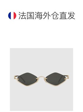 自营欧洲直邮Gucci古驰女士金的几何框太阳镜墨镜