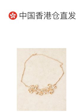 1h可退 香港直邮ASOS 女士 设计大号三个花朵色调项链(金色)
