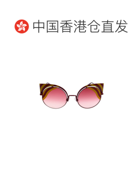 香港直邮FENDI 女士眼镜 FF0215S0L9 AW2020 棕色 反光猫眼太阳镜