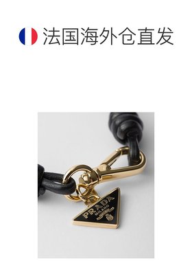 自营欧洲直邮Prada普拉达 女士黑色黄铜金属三角标识手链