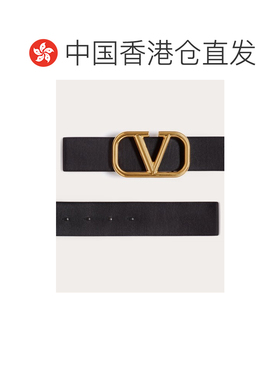 香港直邮VALENTINO 25FW 黑色V 字扣环腰带 Men皮 【付后1h可退】