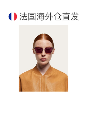 自营欧洲直邮Ferragamo菲拉格慕 女士酒红色金属蝴蝶形太阳镜
