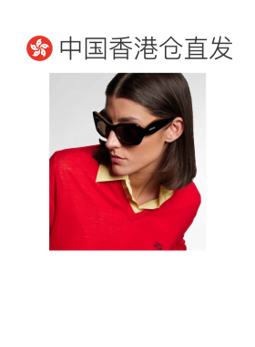 1h可退 香港直邮LOEWE 罗意威 女士 标志猫眼太阳眼镜 black黑色