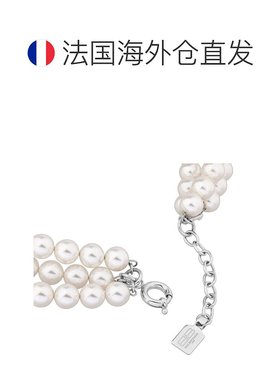 自营欧洲直邮Balenciaga巴黎世家 Pearl女士银色黄铜三层珍珠锁骨