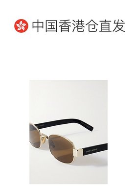 1h可退 香港直邮Saint Laurent 圣罗兰 男士 椭圆框镀金醋纤太阳