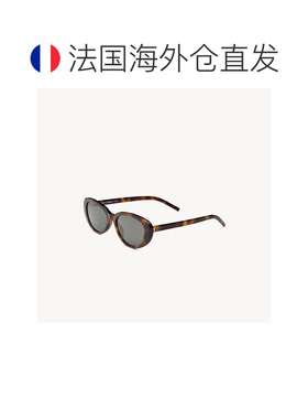 自营欧洲直邮YSL圣罗兰 SL M154女士中哈瓦那色/灰色醋酸纤维椭圆