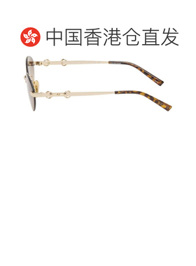 1h可退 香港直邮Gucci 古驰 女士 金色 Frameless Oval 太阳镜 GG
