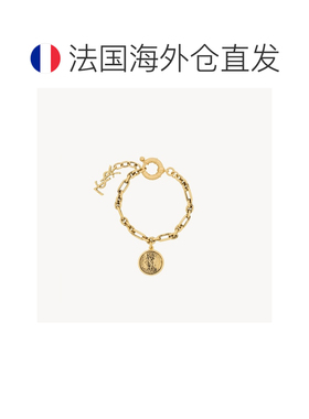 自营欧洲直邮YSL圣罗兰 CASSANDRE女士古铜色黄铜奖章链条手链