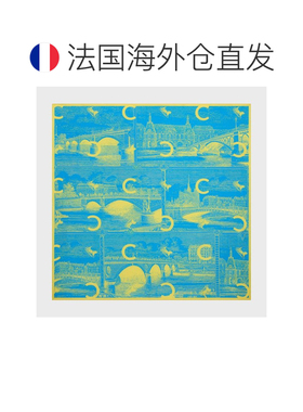 自营欧洲直邮CELINE思琳 蓝色/黄色丝质斜纹方巾 【付后1h可退】